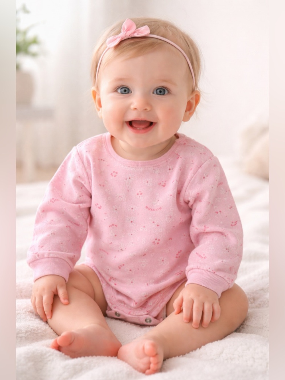 Tucker + Tate Baby Girl Floral Bodysuit Pink Long Sleeve Romper Outfit Size 18M